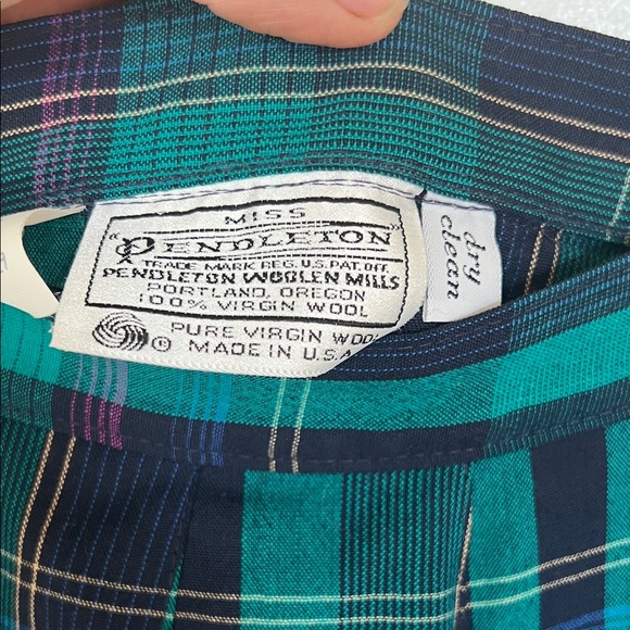 Pendleton Green and Blue Plaid A-Line Skirt - Picture 3 of 6